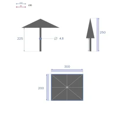 Parasol droit rectangulaire inclinable LOOMPA Blé