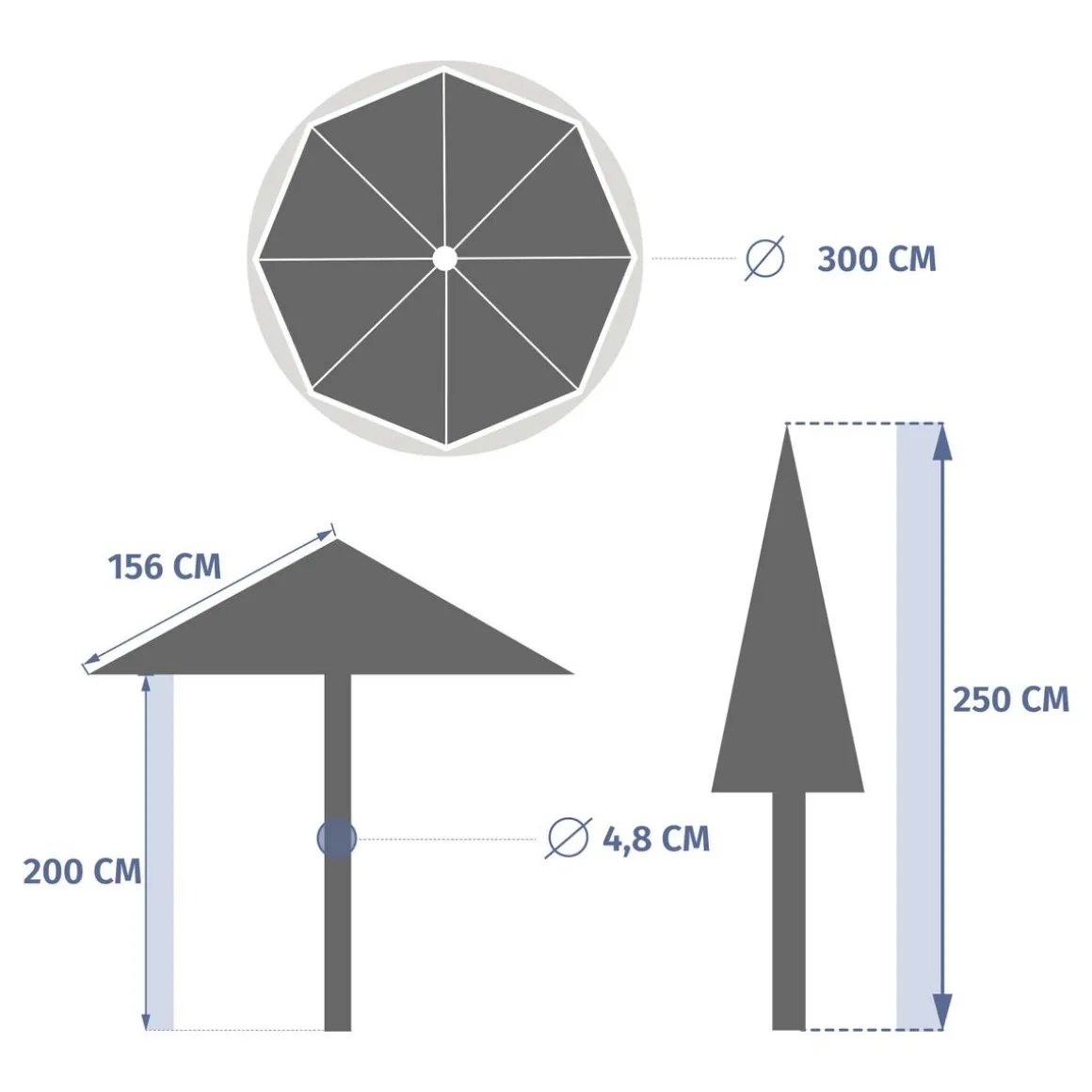 Parasol droit rond inclinable LOOMPA Café
