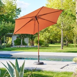 Parasol droit rond inclinable SOYA Acajou