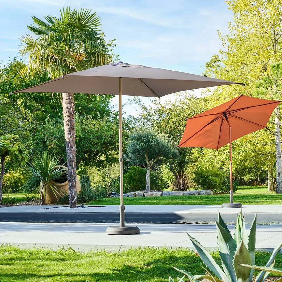 Parasol droit rond inclinable SOYA Acajou
