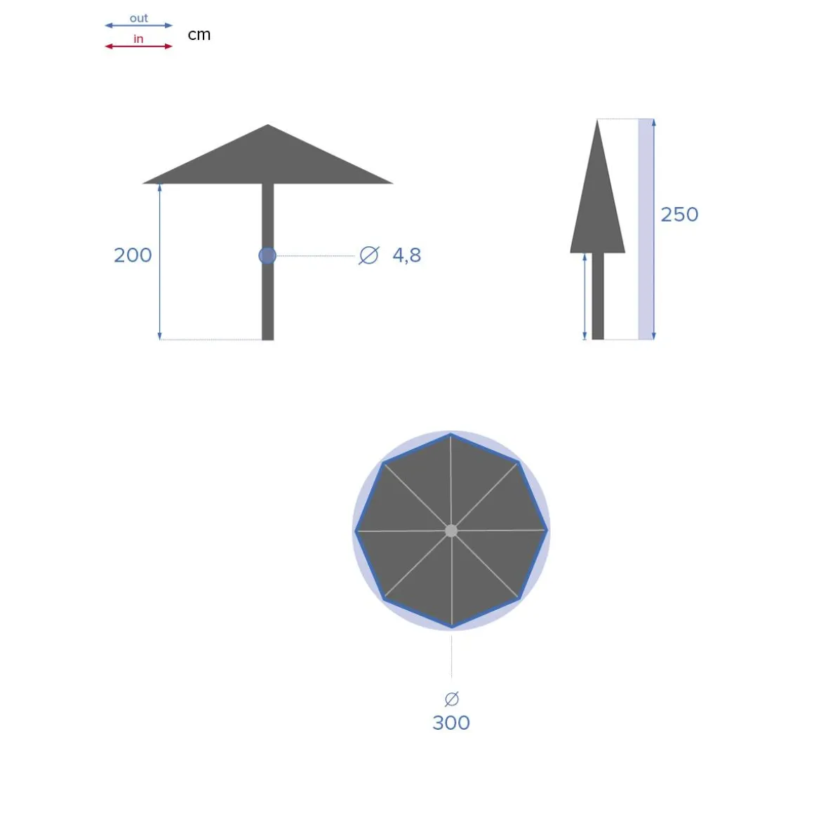 Parasol droit rond inclinable LOOMPA Taupe