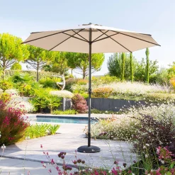 Parasol droit rond inclinable LOOMPA Taupe