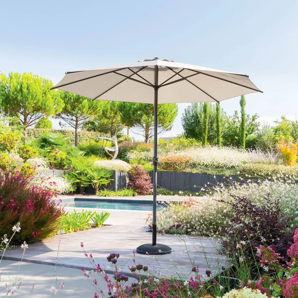 Parasol droit rond inclinable LOOMPA Blé