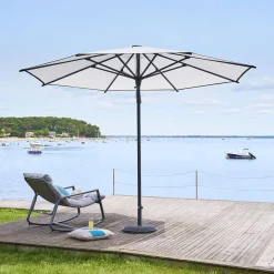 Parasol droit rond MALUVIA Blanc