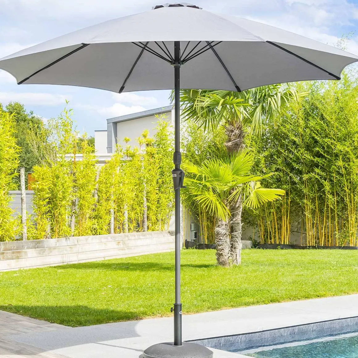 Parasol droit rond SISKO Ardoise