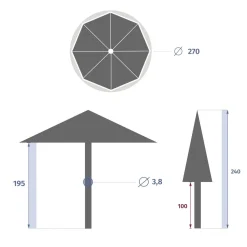 Parasol droit rond SISKO Bleu canard