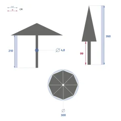 Parasol droit rond TINAEI Bordeaux