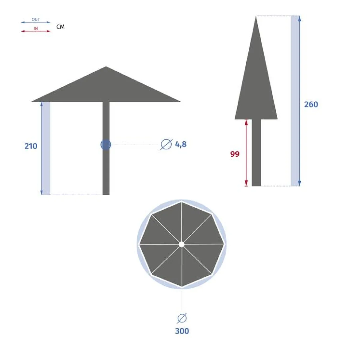 Parasol droit rond TINAEI Bordeaux