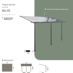 Pergola adossée BELIZE Graphite