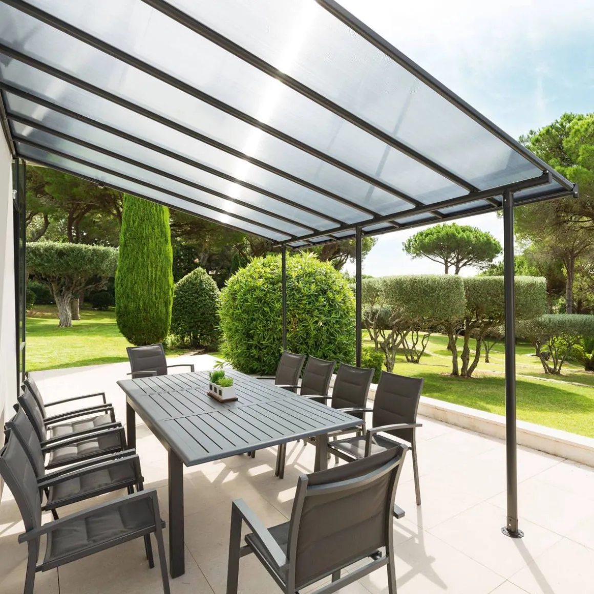 Pergola adossée BELIZE Graphite