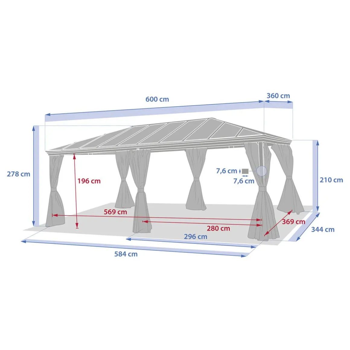 Pergola autoportante BELIZE Graphite