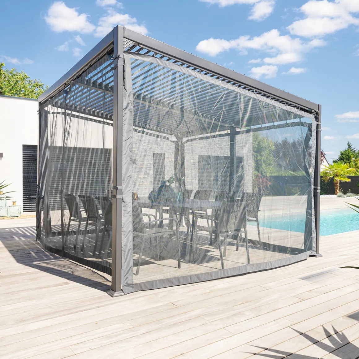 Pergola AVILA Graphite + 1 kit de moustiquaire