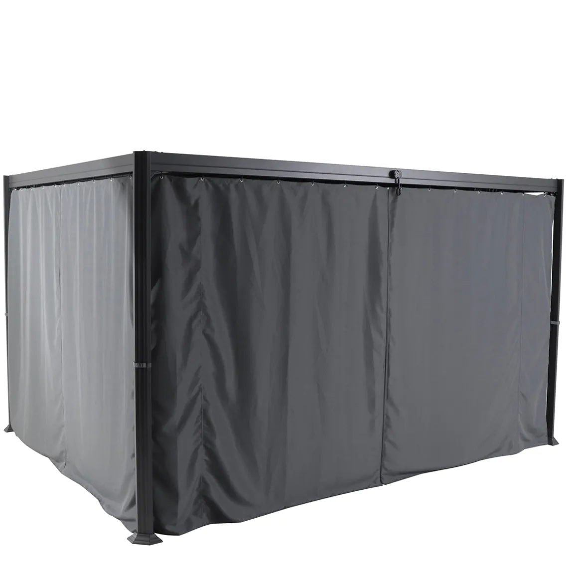 Pergola BELIZE Graphite + 1 kit de rideaux Ardoise