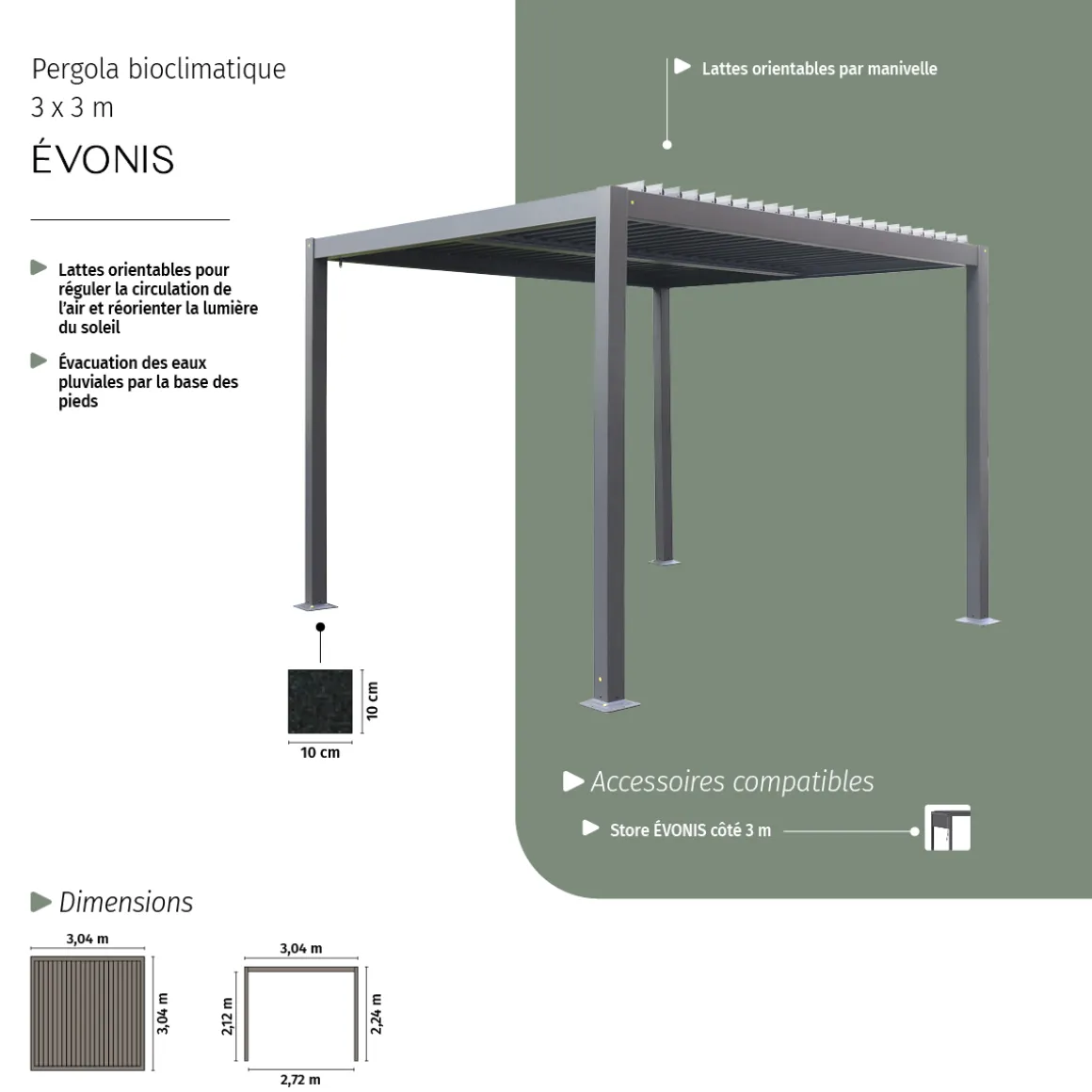Pergola bioclimatique EVONIS Graphite
