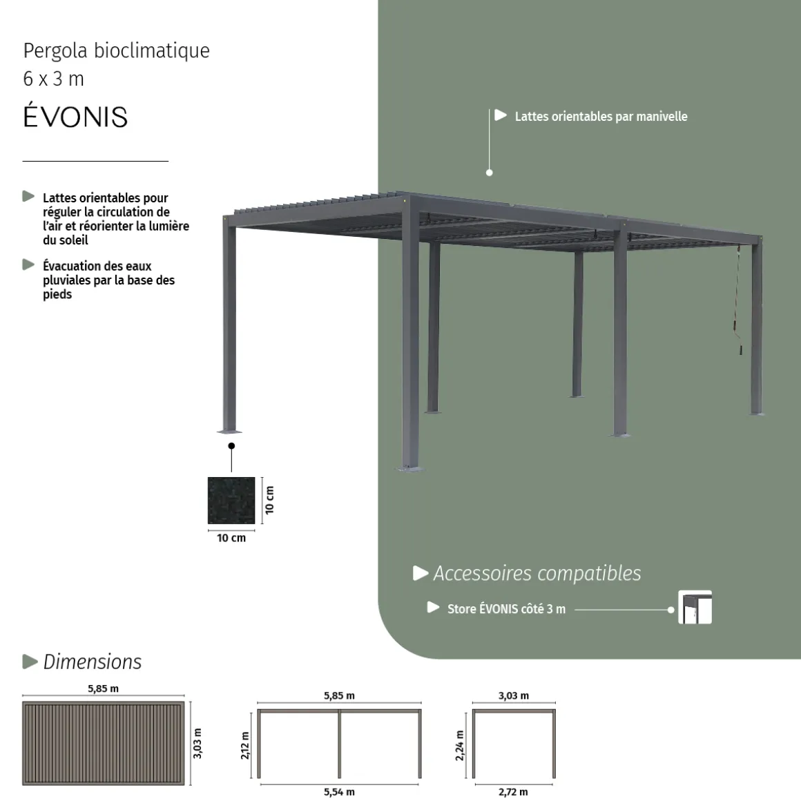 Pergola bioclimatique EVONIS Graphite