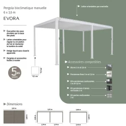 Pergola bioclimatique EVORA Blanc