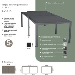 Pergola bioclimatique EVORA Graphite