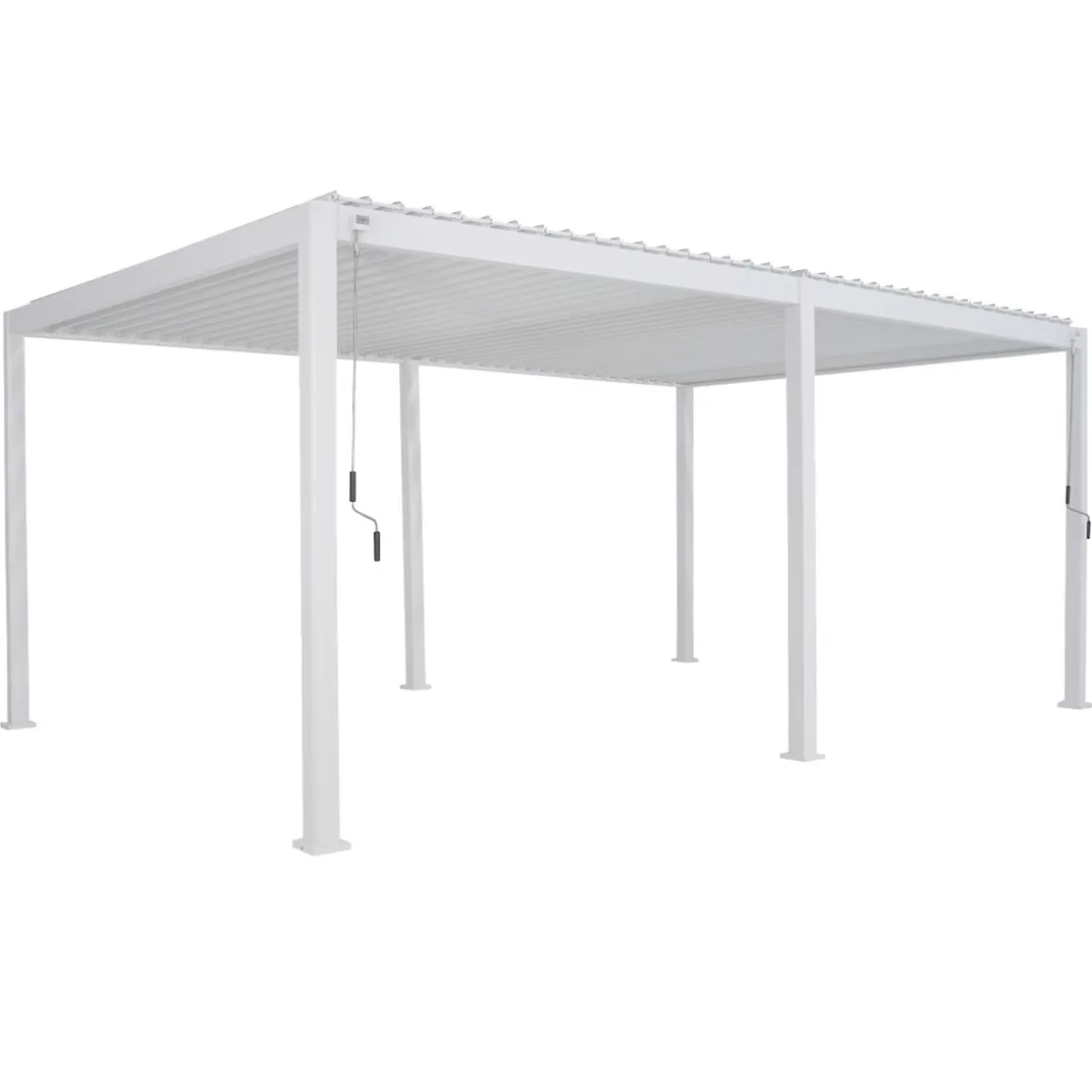 Pergola bioclimatique EVORA blanc + 1 kit de rideaux, moustiquaires et rails