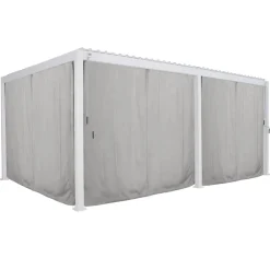 Pergola bioclimatique EVORA blanc + 1 kit de rideaux, moustiquaires et rails