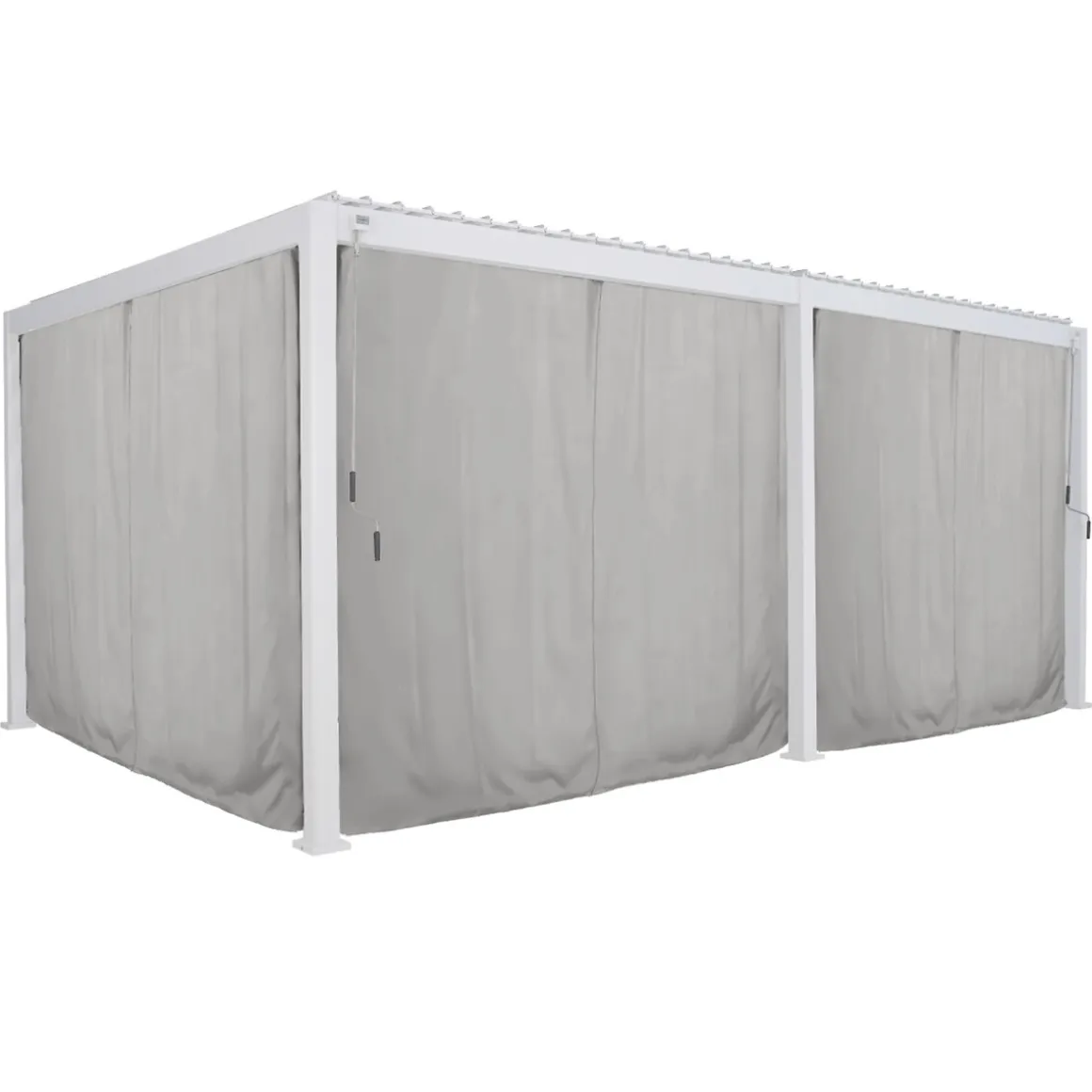 Pergola bioclimatique EVORA blanc + 1 kit de rideaux, moustiquaires et rails