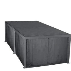 Pergola bioclimatique EVORA Graphite + 1 kit rideaux et moustiquaires