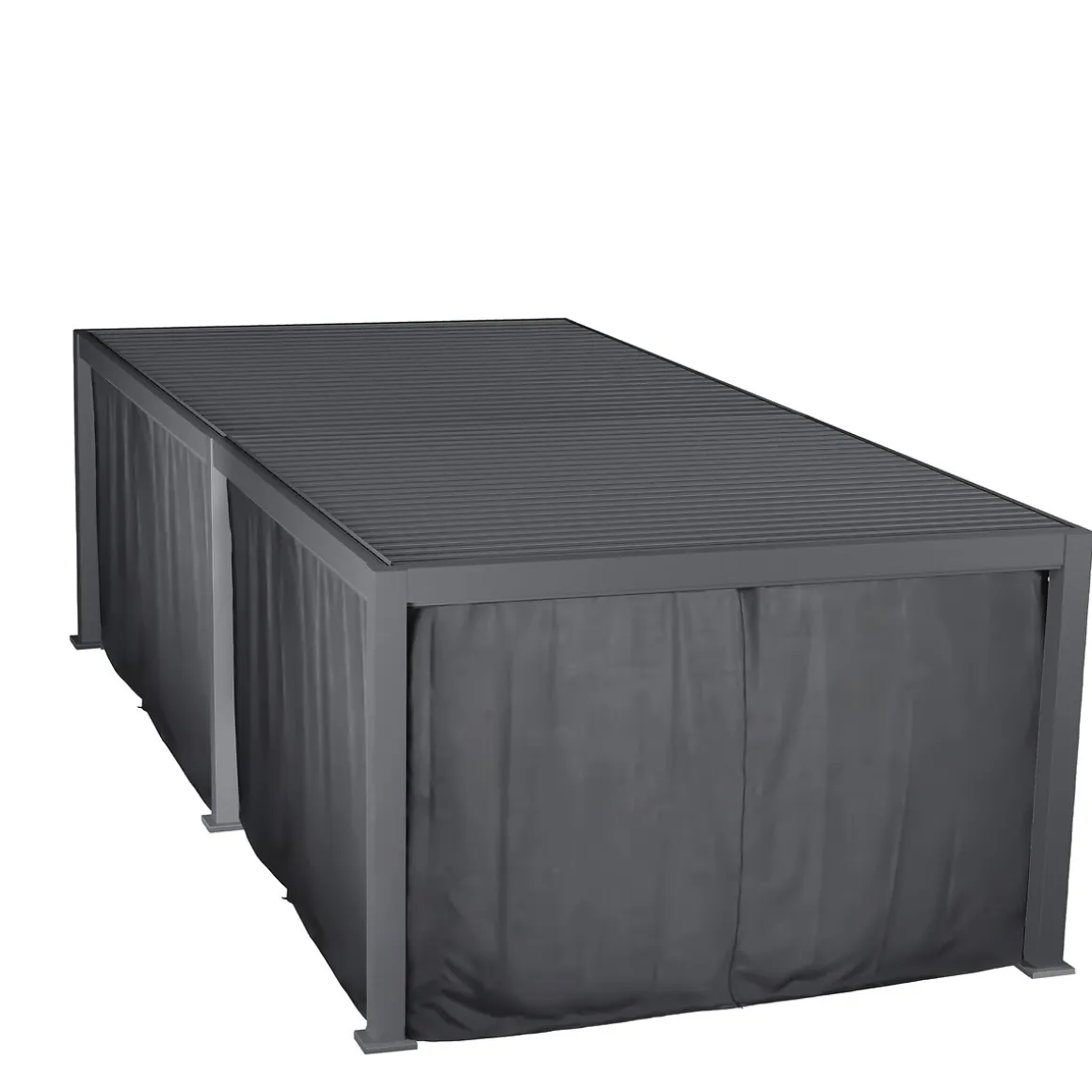 Pergola bioclimatique EVORA Graphite + 1 kit rideaux et moustiquaires