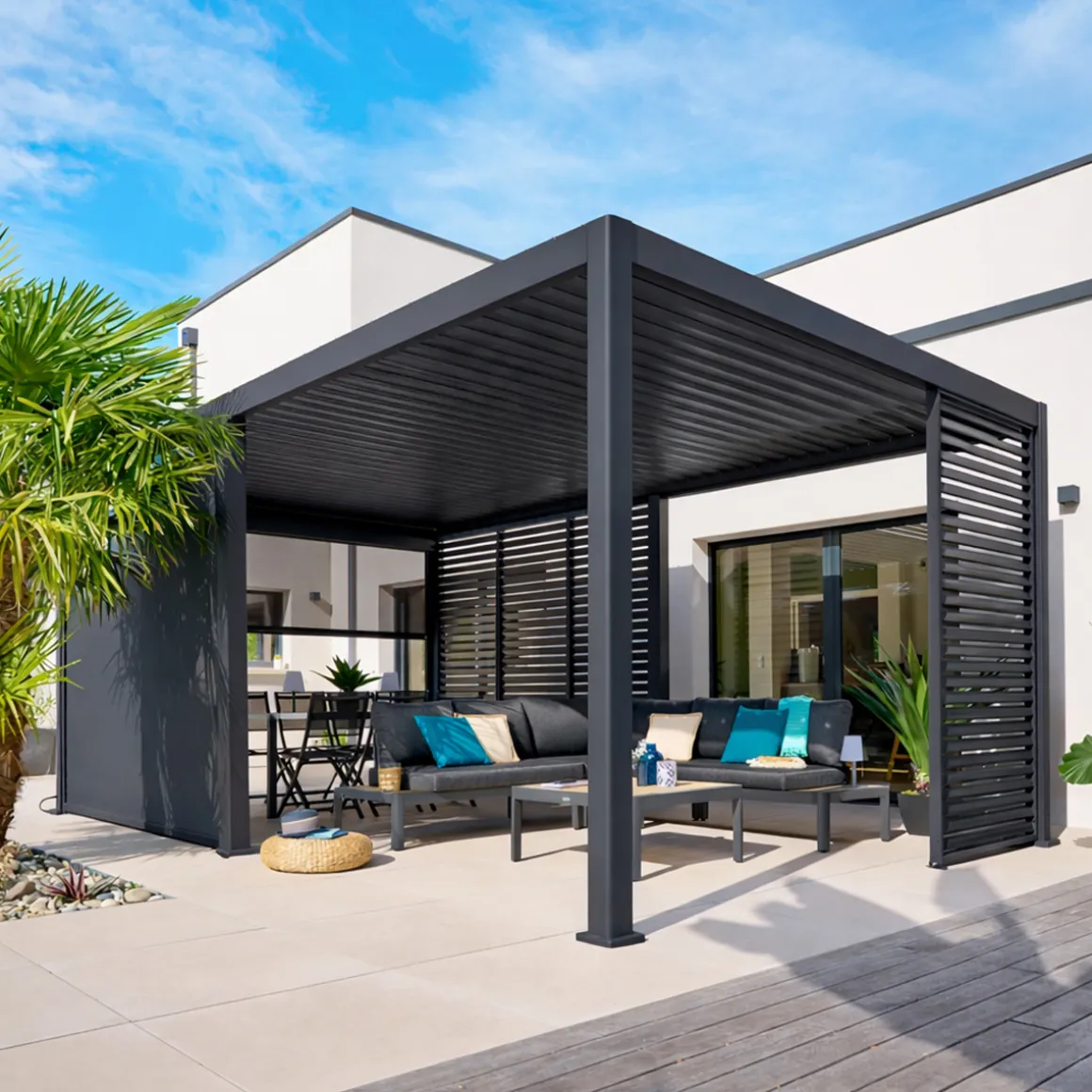 Pergola bioclimatique électrique EVORA Graphite