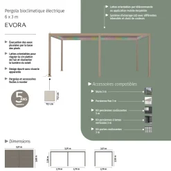 Pergola bioclimatique électrique EVORA Argile