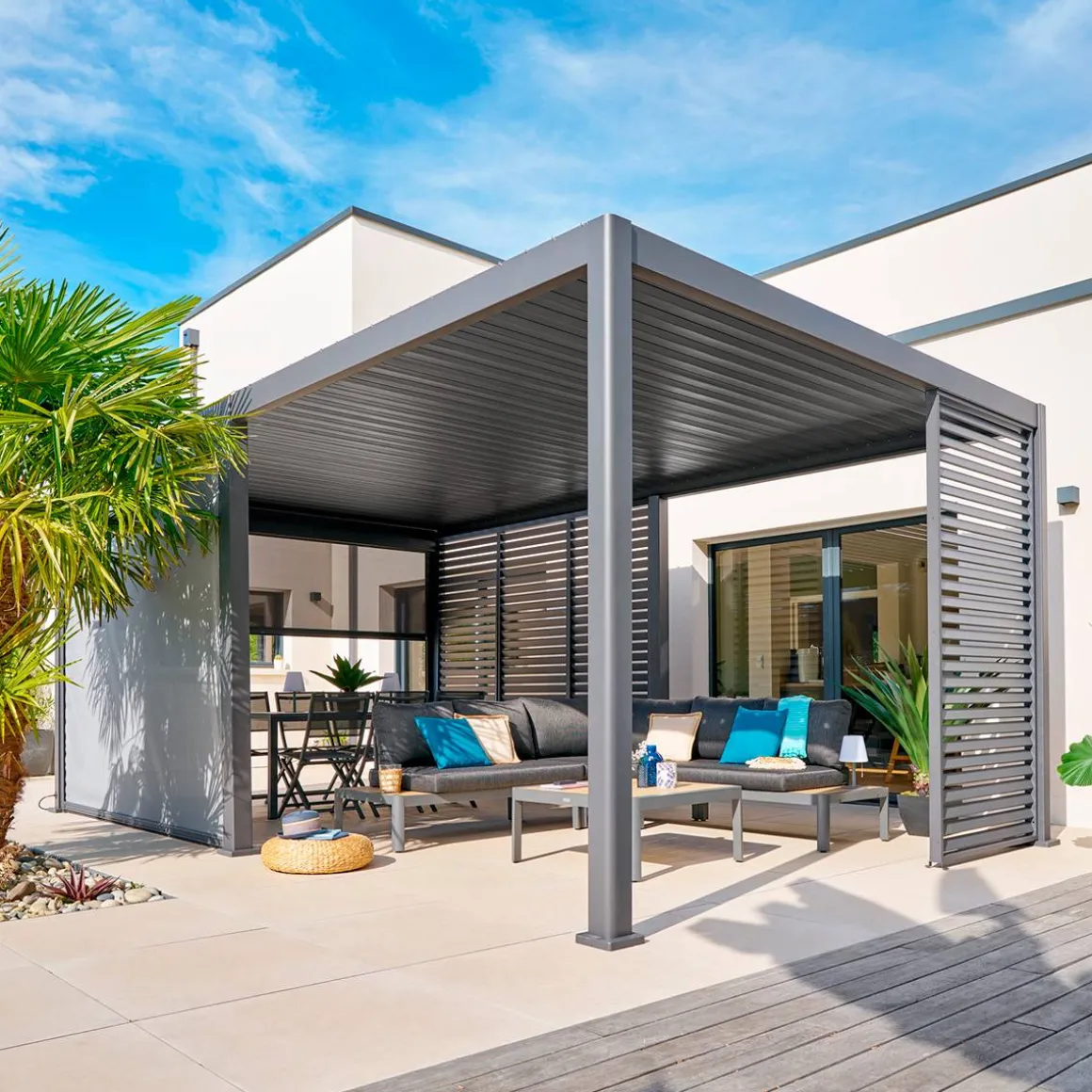 Pergola bioclimatique électrique EVORA Graphite