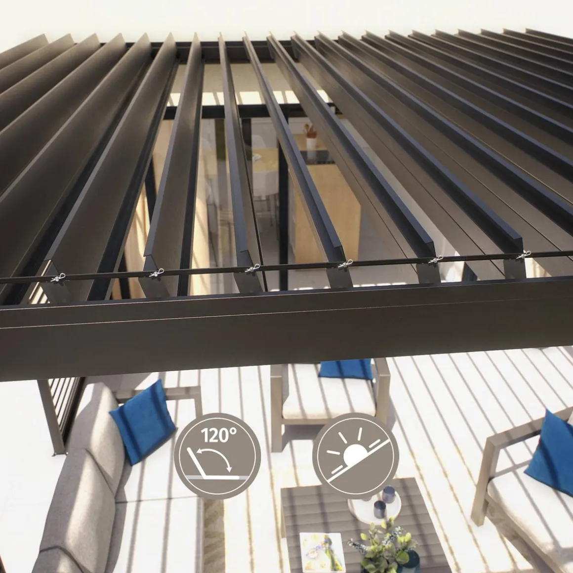 Pergola bioclimatique électrique EVORA Graphite