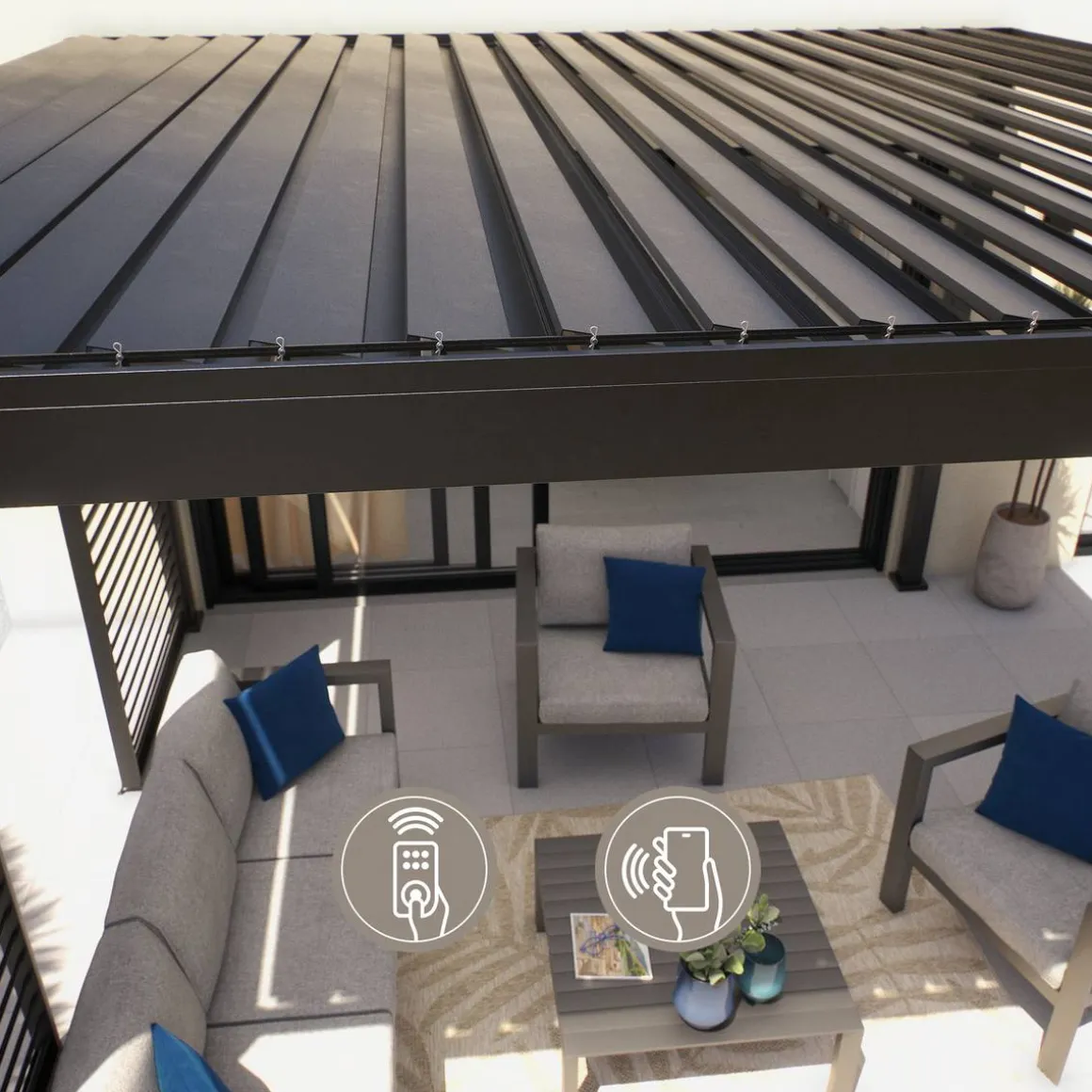 Pergola bioclimatique électrique EVORA Graphite