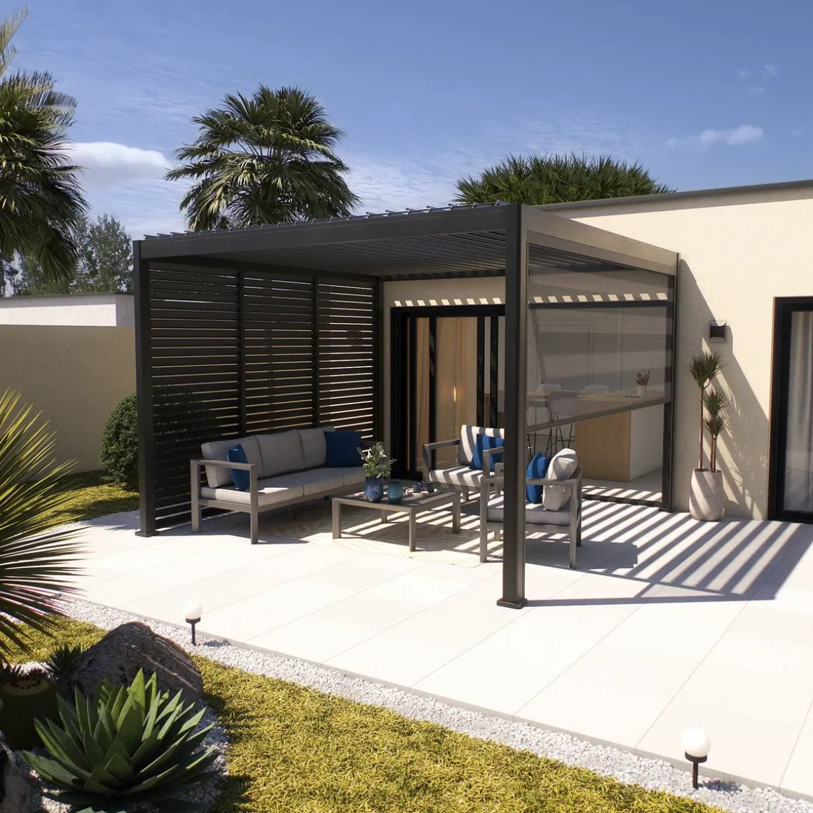 Pergola bioclimatique électrique EVORA Graphite