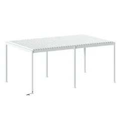 Pergola bioclimatique électrique EVORA blanc + 1 kit de rideaux, moustiquaires et rails