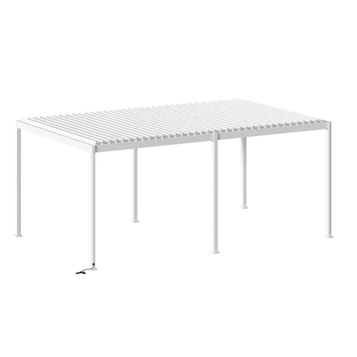 Pergola bioclimatique électrique EVORA blanc + 1 kit de rideaux, moustiquaires et rails