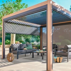 Pergola bioclimatique manuelle EVORA Effet bois Honey
