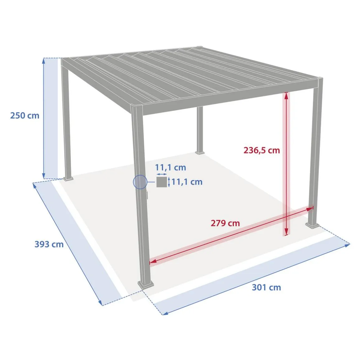 Pergola bioclimatique rétractable EVORA Gris