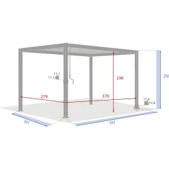 Pergola EVORA avec 3 persiennes et 2 stores