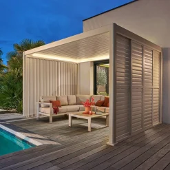 Pergola électrique bioclimatique autoportante EVORA Argile