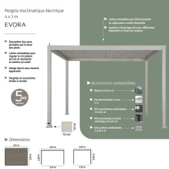 Pergola électrique bioclimatique autoportante EVORA Argile