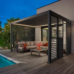Pergola électrique bioclimatique autoportante EVORA Graphite