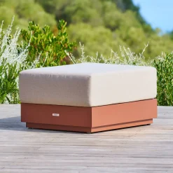 Pouf de jardin rectangulaire ALLURE Beige / Acajou