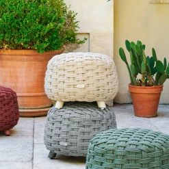 Pouf de jardin rond OBBAE Beige lin