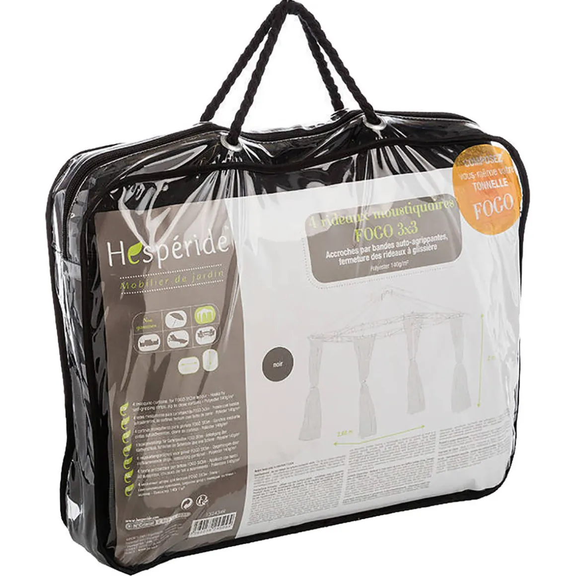 Rideaux moustiquaire pour tonnelle FOGO Noir