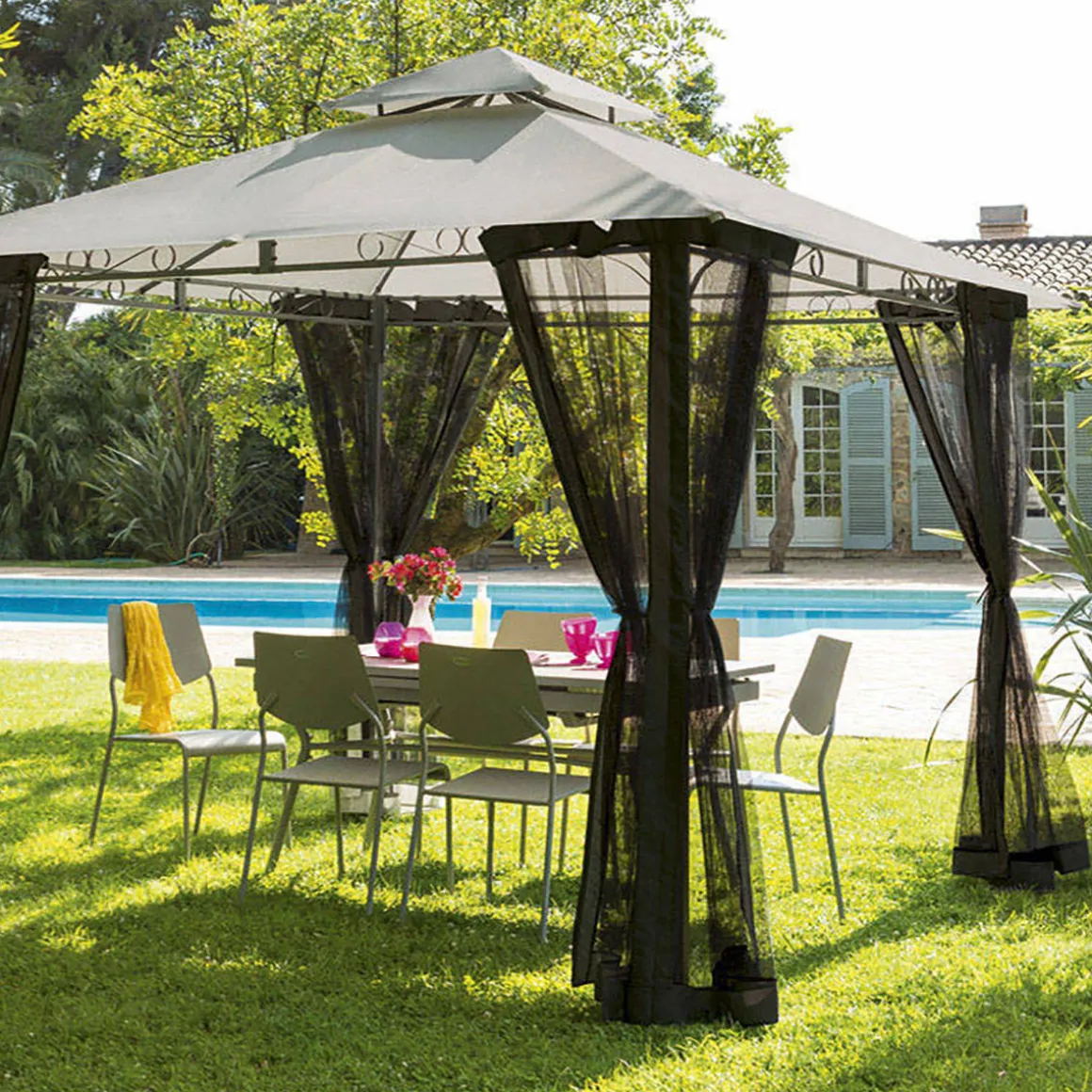 Rideaux moustiquaire pour tonnelle FOGO Noir