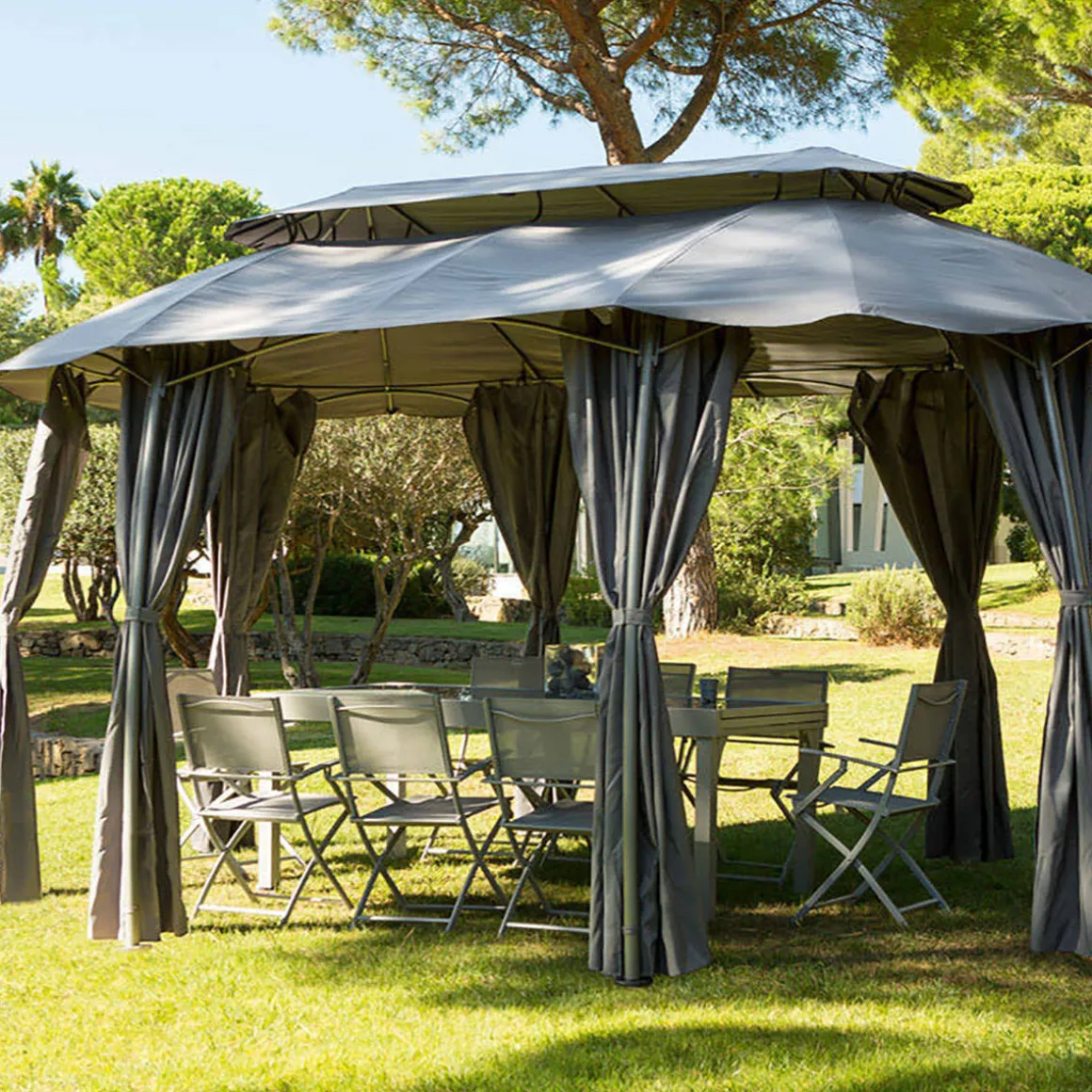 Rideaux pour tonnelle MALDIVES Ardoise