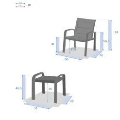 Salon de jardin duo ELYN Anthracite & Graphite