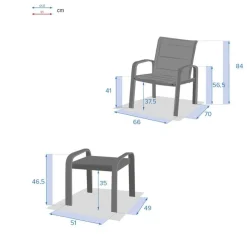 Salon de jardin duo ELYN Bleu canard & Graphite