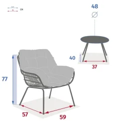 Salon de jardin duo PAOPAO Gris & Graphite