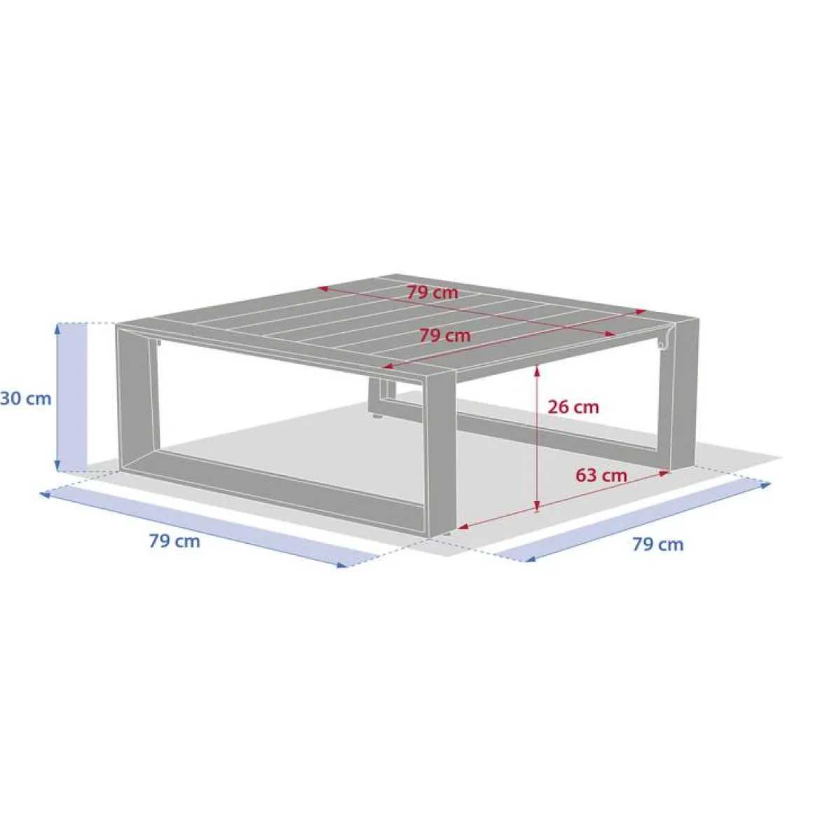 Table basse de jardin carrée ALLURE Avoine