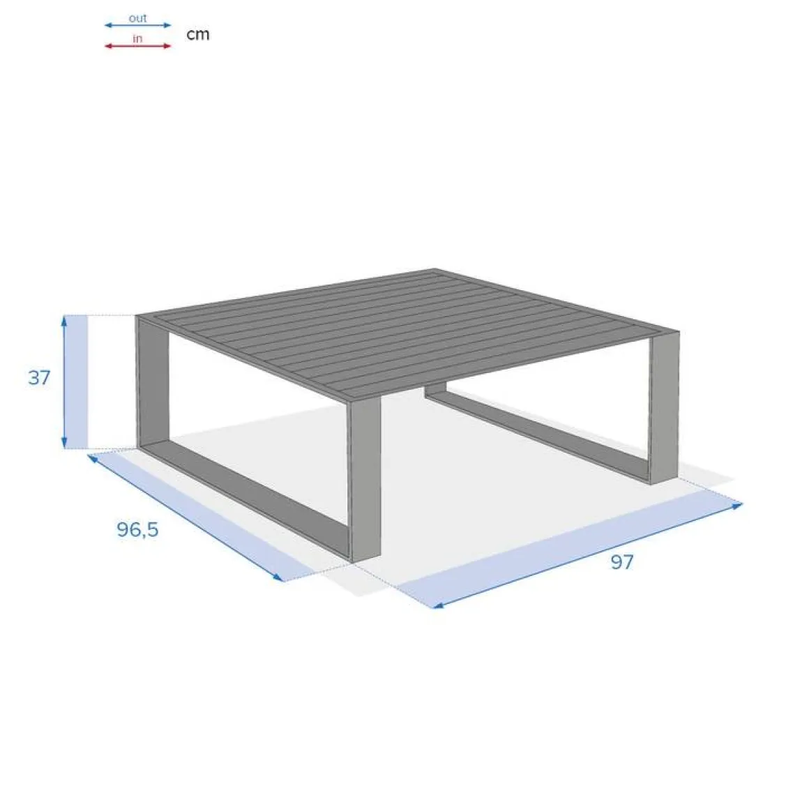 Table basse de jardin carrée ALLURE Graphite